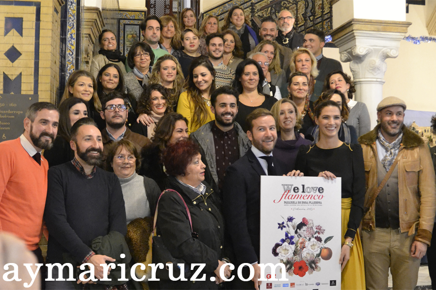 Javier Villa y Laura Sánchez junto a los diseñadores de la tercera edición de We Love Flamenco